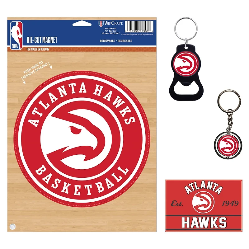 WinCraft Atlanta Hawks 4-Pack Key Rings and Magnets Set