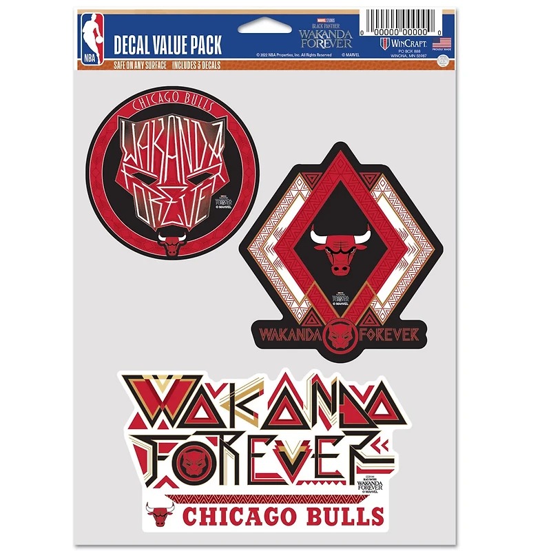 WinCraft Chicago Bulls Three-Pack Panther 2 Fan Decal Set
