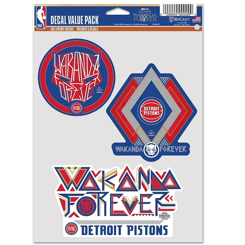 WinCraft Detroit Pistons Three-Pack Panther 2 Fan Decal Set