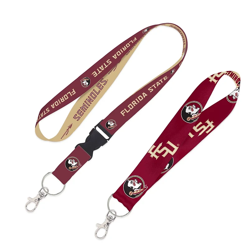 WinCraft Florida State Seminoles 2-Pack Lanyard with Detachable Buckle Key Strap Set