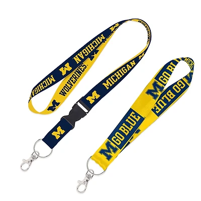 WinCraft Michigan Wolverines 2-Pack Lanyard with Detachable Buckle  Key Strap Set