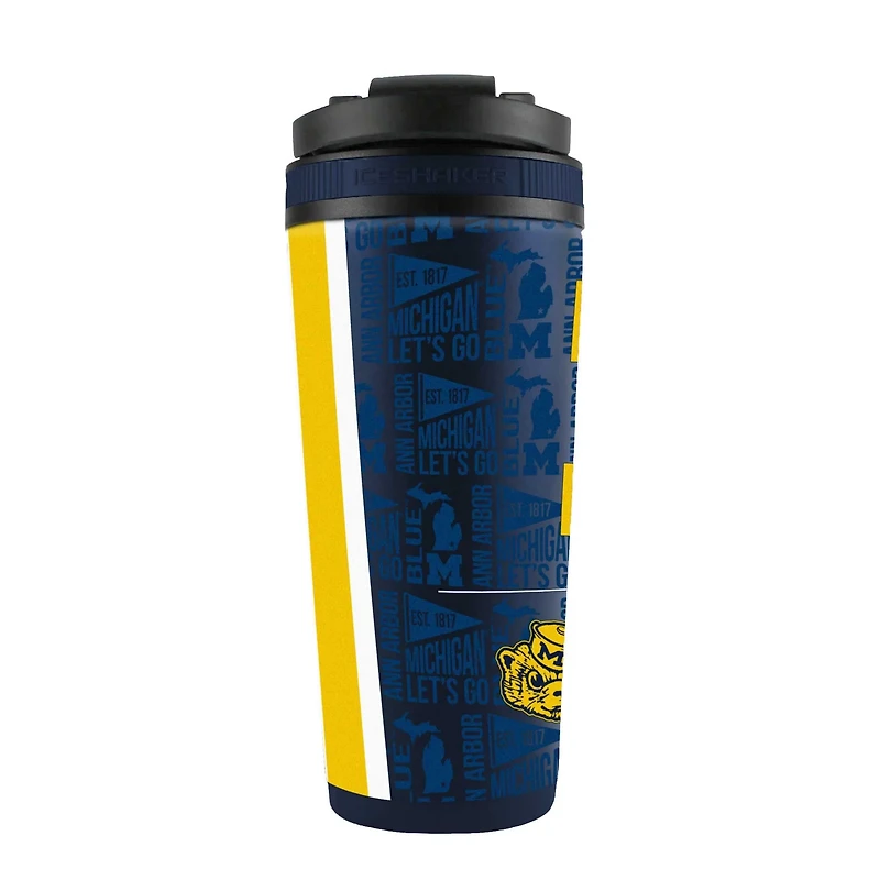 WinCraft Michigan Wolverines 26oz 4D Stainless Steel Ice Shaker Bottle