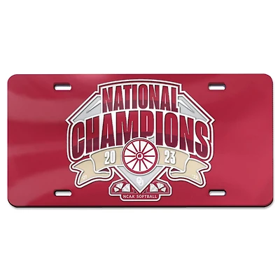 WinCraft Oklahoma Sooners 2023 NCAA Softball Women's College World Series Champions Laser Cut Acrylic License Plate