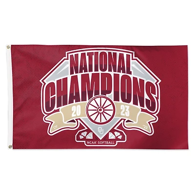 WinCraft Oklahoma Sooners 2023 NCAA Softball Women's College World Series Champions Locker Room 3' x 5' On Field Single-Sided Deluxe Flag