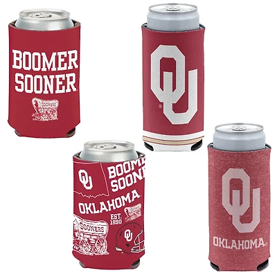 WinCraft Oklahoma Sooners 4-Pack 12oz Can  Slim Can Cooler Set