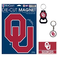 WinCraft Oklahoma Sooners 4-Pack Key Rings and Magnets Set
