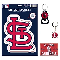 WinCraft St Louis Cardinals 4-Pack Key Rings and Magnets Set