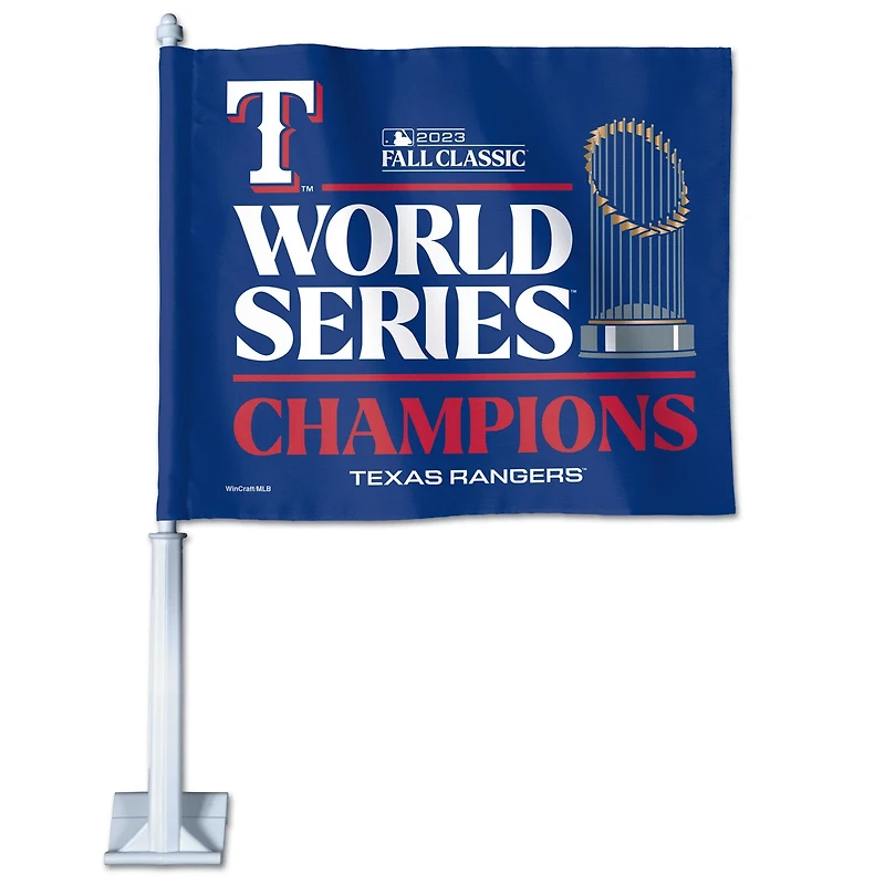 WinCraft Texas Rangers 2023 World Series Champions Locker Room 1175" x 14" Two-Sided Car Flag