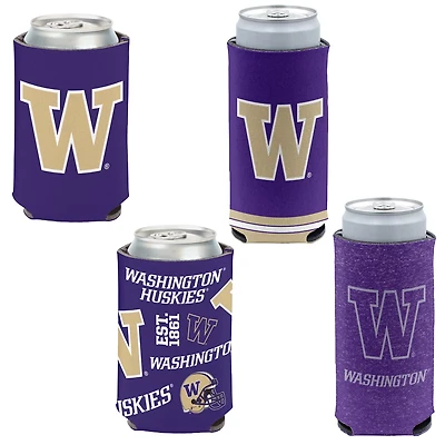 WinCraft Washington Huskies Slim 12oz Can Cooler 4-Pack Set