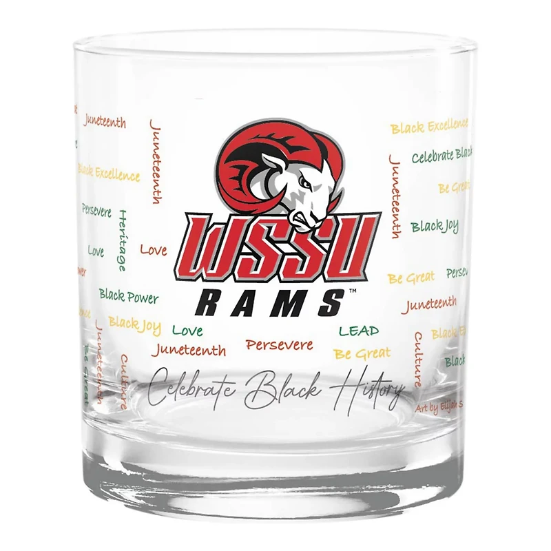 Winston-Salem State Rams 14oz History Month Rocks Glass
