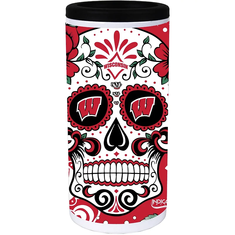 Wisconsin Badgers Dia Stainless Steel 12oz Slim Can Cooler