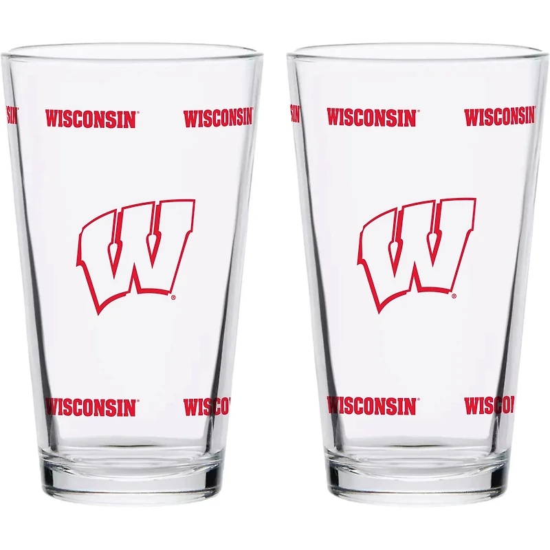 Wisconsin Badgers Two-Pack Knockout 16oz Pint Glass Set