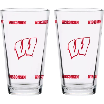 Wisconsin Badgers Two-Pack Knockout 16oz Pint Glass Set