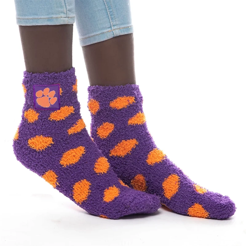 ZooZatz Clemson Tigers Fuzzy Dot Ankle Socks