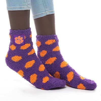 ZooZatz Clemson Tigers Fuzzy Dot Ankle Socks
