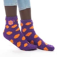 ZooZatz Clemson Tigers Fuzzy Dot Ankle Socks