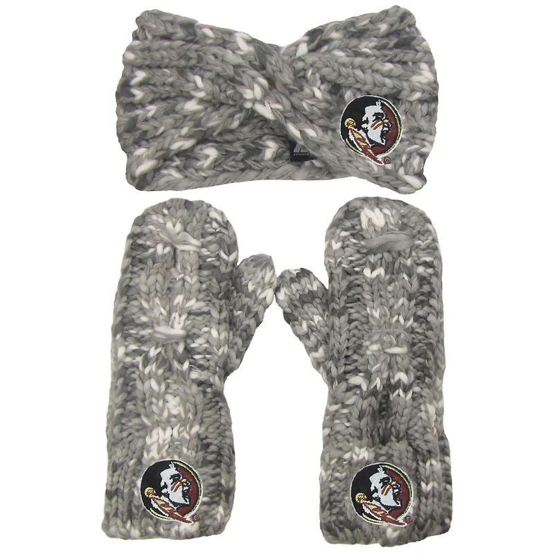 ZooZatz Florida State Seminoles Logo Marled Headband and Mitten Set