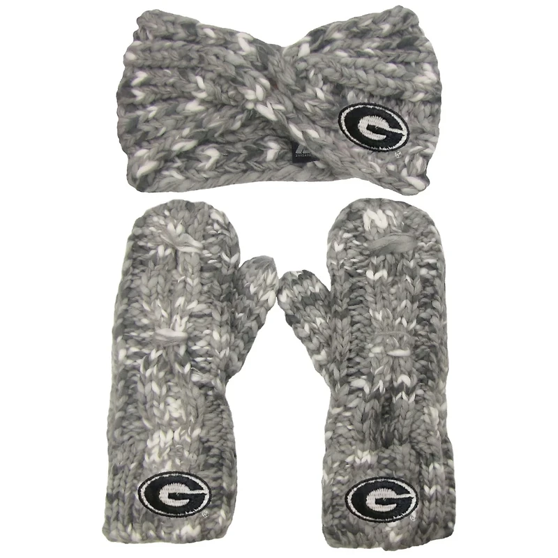 ZooZatz Georgia Bulldogs Logo Marled Headband and Mitten Set