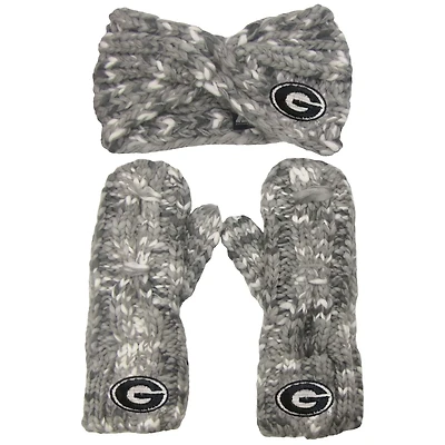 ZooZatz Georgia Bulldogs Logo Marled Headband and Mitten Set