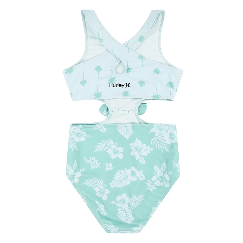 Hurley Girls' Floral Tie Front Monokini