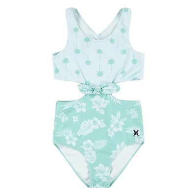 Hurley Girls' Floral Tie Front Monokini