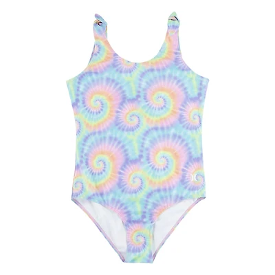 Hurley Girls' Tie Dye Shoulder 1-Piece Swimsuit