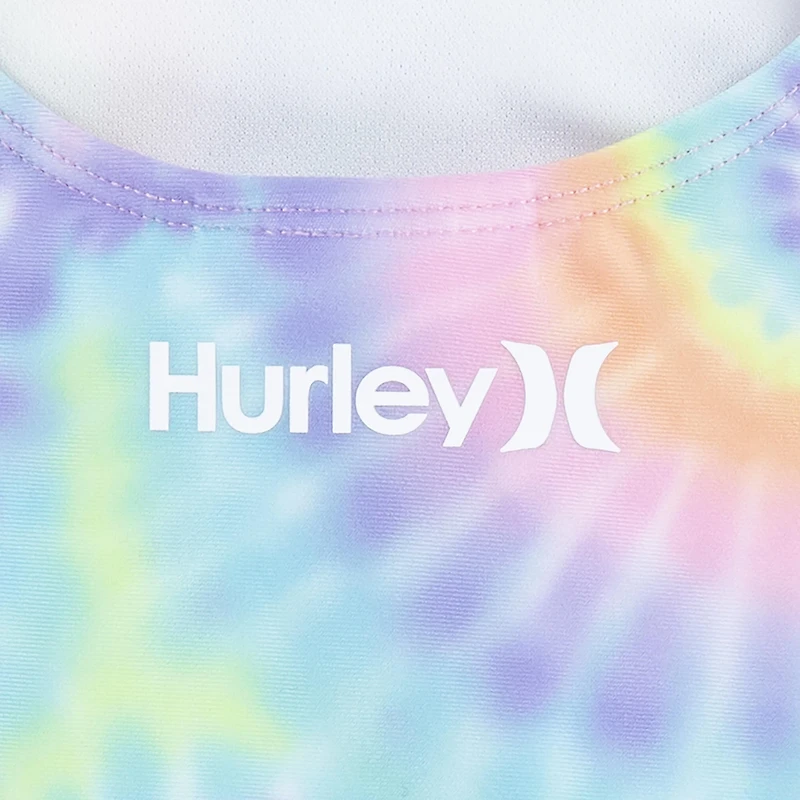 Hurley Girls' Tie Dye Shoulder 1-Piece Swimsuit