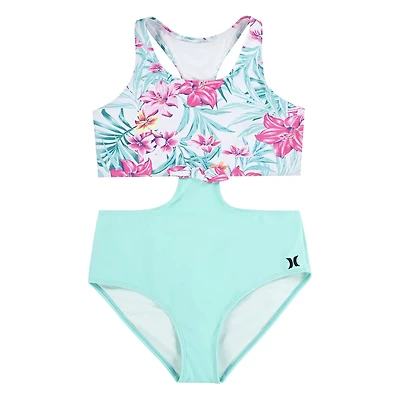 Hurley Girls' Tropical Tie Front Monokini