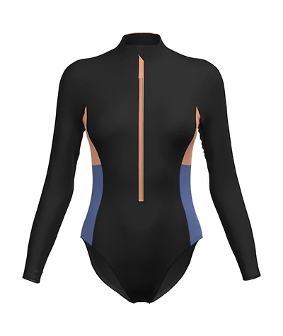 Speedo Women's Colorblock Zip Long Sleeve 1-Piece