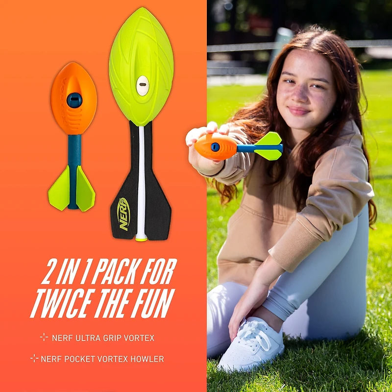 NERF Vortex Dual Power Foam Footballs 2-Pack