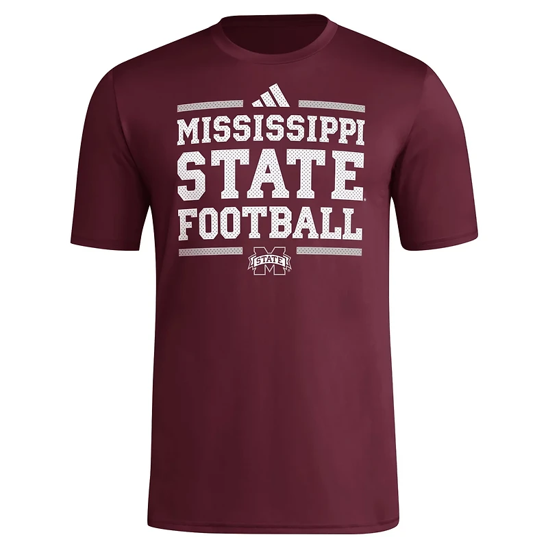 adidas Mississippi State Bulldogs Locker Football Pre-Game AEROREADY T-Shirt
