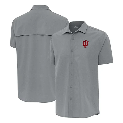 Antigua Indiana Hoosiers Activate Woven Short Sleeve Button-Up Shirt