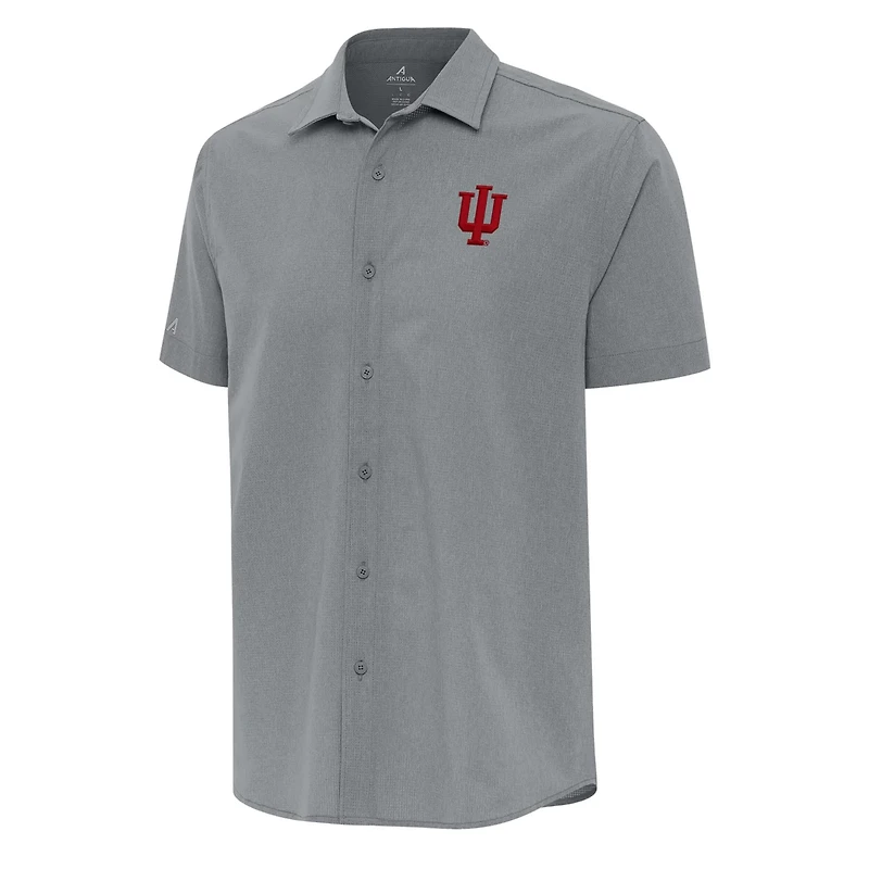 Antigua Indiana Hoosiers Activate Woven Short Sleeve Button-Up Shirt