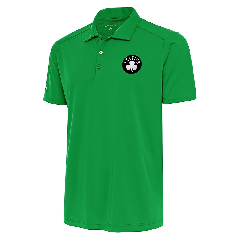 Antigua Kelly Boston Celtics Metallic Logo Tribute Desert Dry Polo