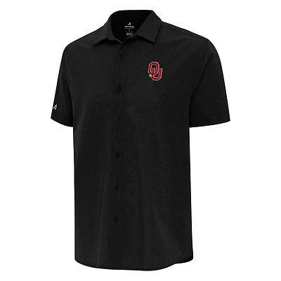 Antigua Oklahoma Sooners Activate Woven Short Sleeve Button-Down Shirt