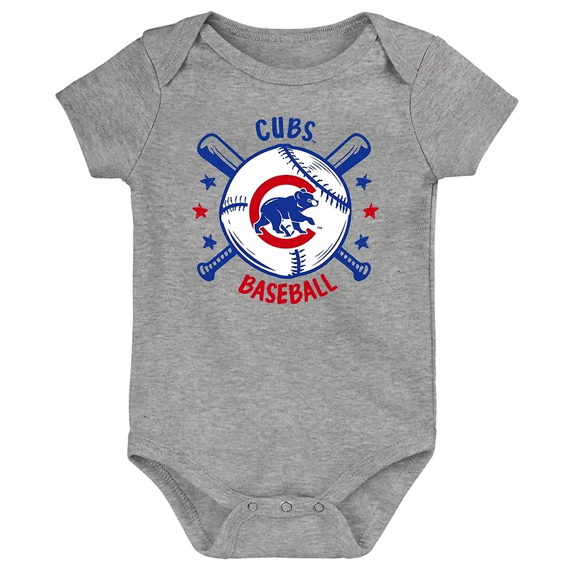 Chicago Cubs Batter Up 3-Pack Bodysuit Set