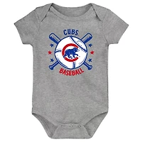 Chicago Cubs Batter Up 3-Pack Bodysuit Set