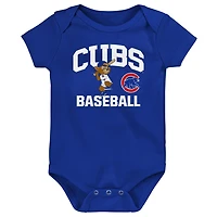 Chicago Cubs Batter Up 3-Pack Bodysuit Set