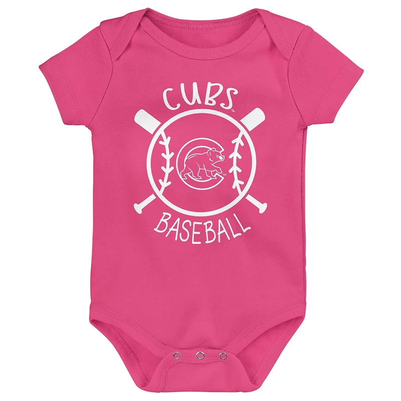 Chicago Cubs Slide Home Three-Pack Bodysuit Set
