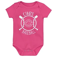 Chicago Cubs Slide Home Three-Pack Bodysuit Set
