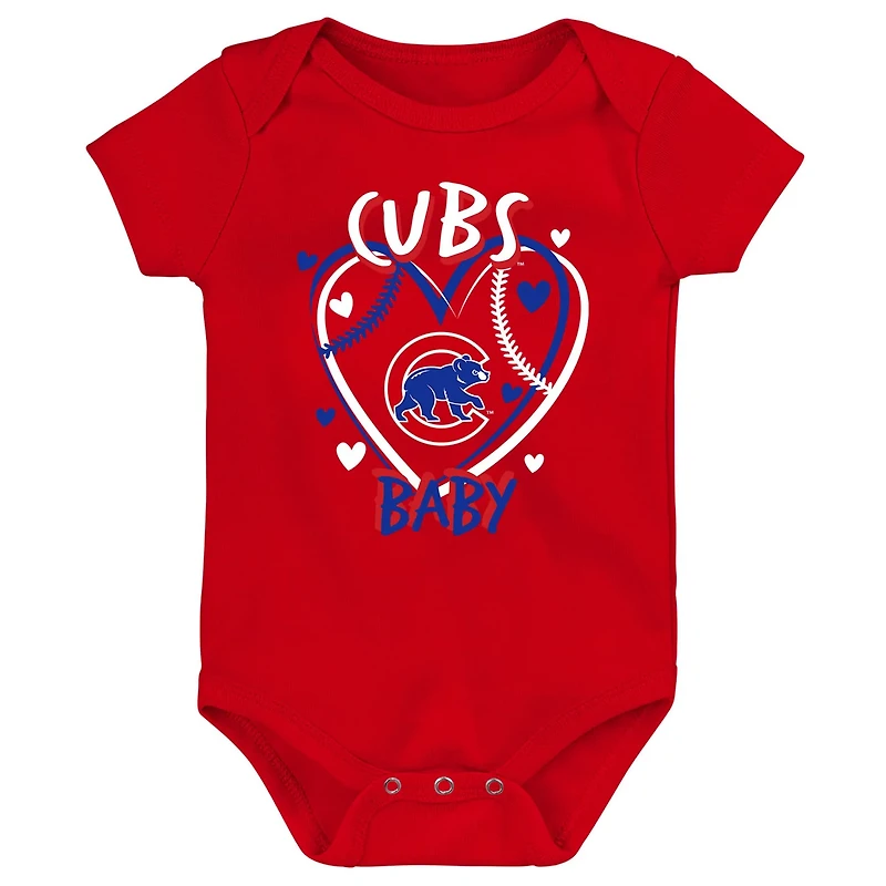 Chicago Cubs Slide Home Three-Pack Bodysuit Set