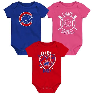 Chicago Cubs Slide Home Three-Pack Bodysuit Set