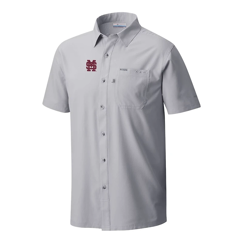 Columbia Mississippi State Bulldogs Slack Tide Omni-Wick Button-Up Camp Shirt