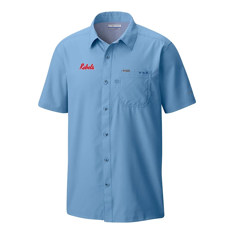 Columbia Powder Ole Miss Rebels Slack Tide Omni-Wick Button-Up Camp Shirt