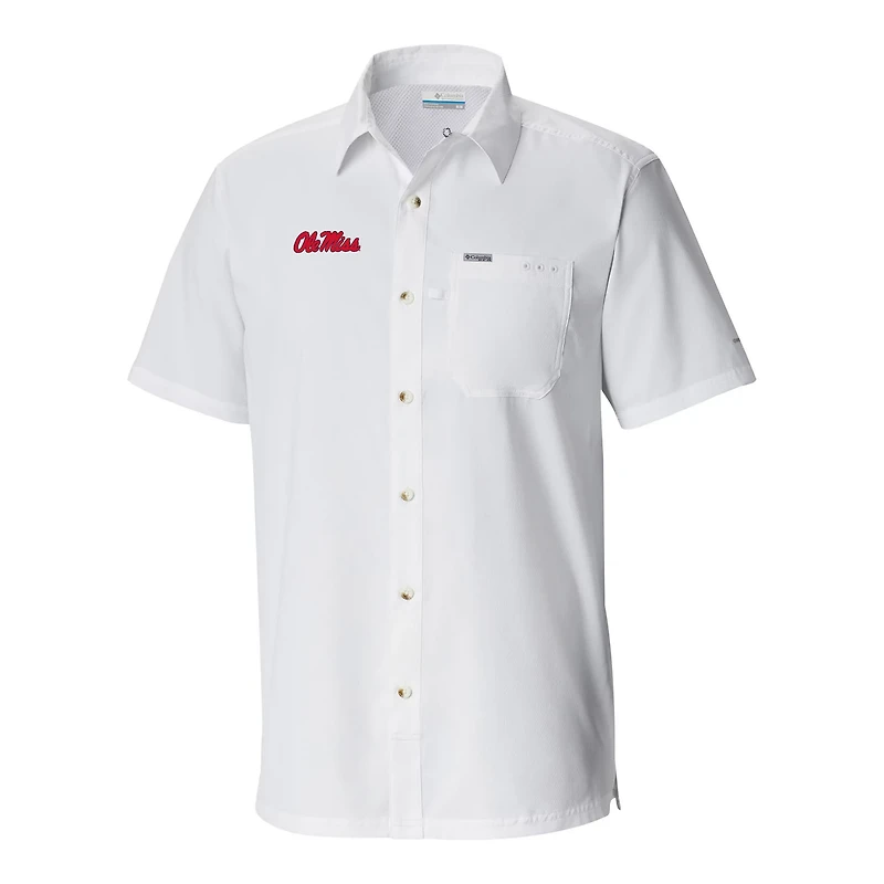 Columbia Powder Ole Miss Rebels Slack Tide Omni-Wick Button-Up Camp Shirt