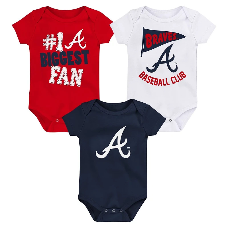 Fanatics Atlanta Braves Fan Pennant 3-Pack Bodysuit Set