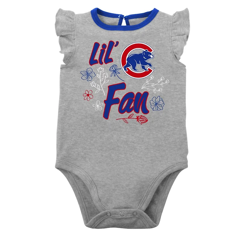 Girls Newborn  Heather Gray Chicago Cubs Little Fan Two-Pack Bodysuit Set