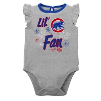 Girls Newborn  Heather Gray Chicago Cubs Little Fan Two-Pack Bodysuit Set
