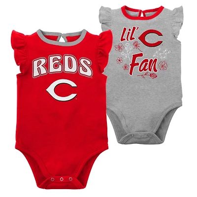 Girls Newborn  Heather Gray Cincinnati s Little Fan Two-Pack Bodysuit Set