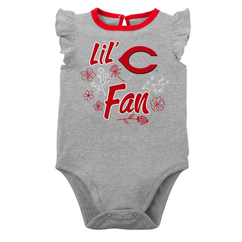 Girls Newborn  Heather Gray Cincinnati s Little Fan Two-Pack Bodysuit Set
